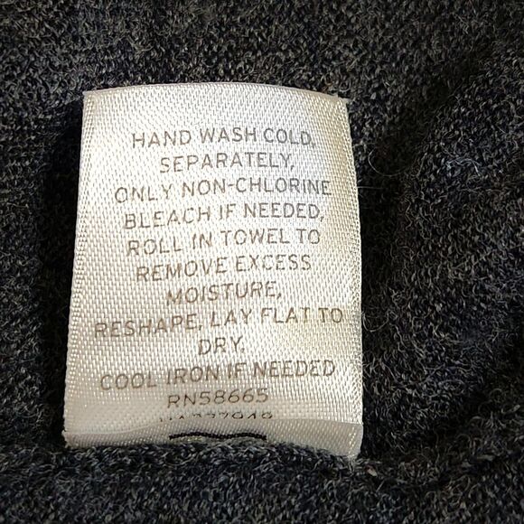 Halogen Merino Wool Cardigan Long Button Down V-Neck Large Petite Charcoal Gray - Picture 7 of 10